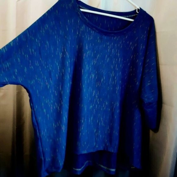 Fireworks print T-shirt Top Plus 1X Blue pink green blend Dolman Scoop neck hilo - Picture 6 of 12